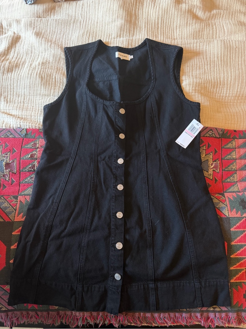 Sleeveless Button-Front Black Women's Dress
